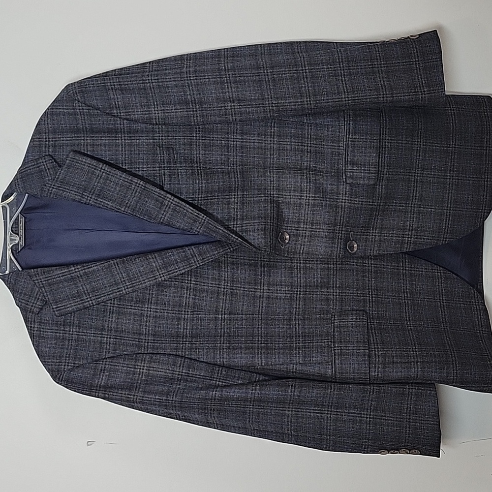 Jack Victor Conway SPJ Gray & blue plaid Super 110's